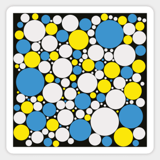 blue white and yellow pop art polka dot pattern Sticker